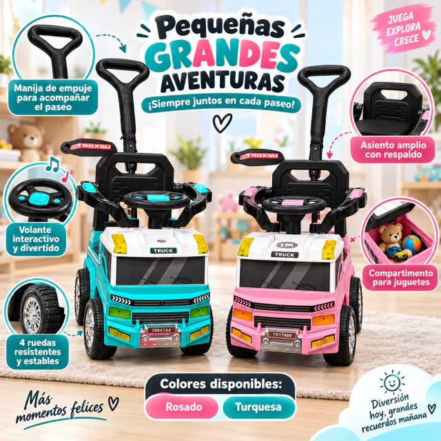 Carrito montable infantil tipo camión.