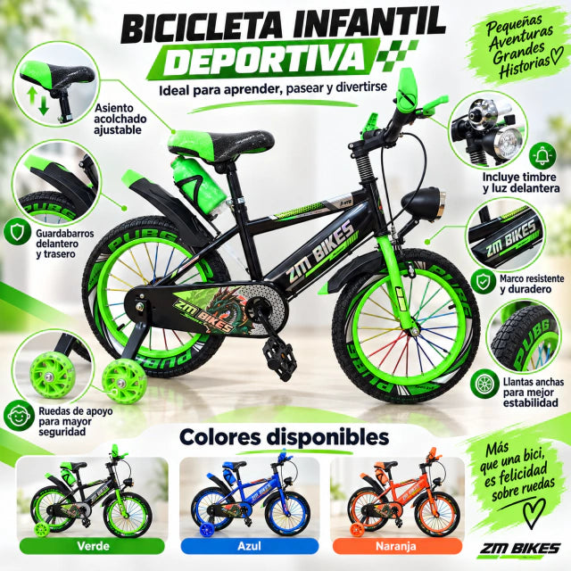 Bicicleta con lámpara y foco rin 16.