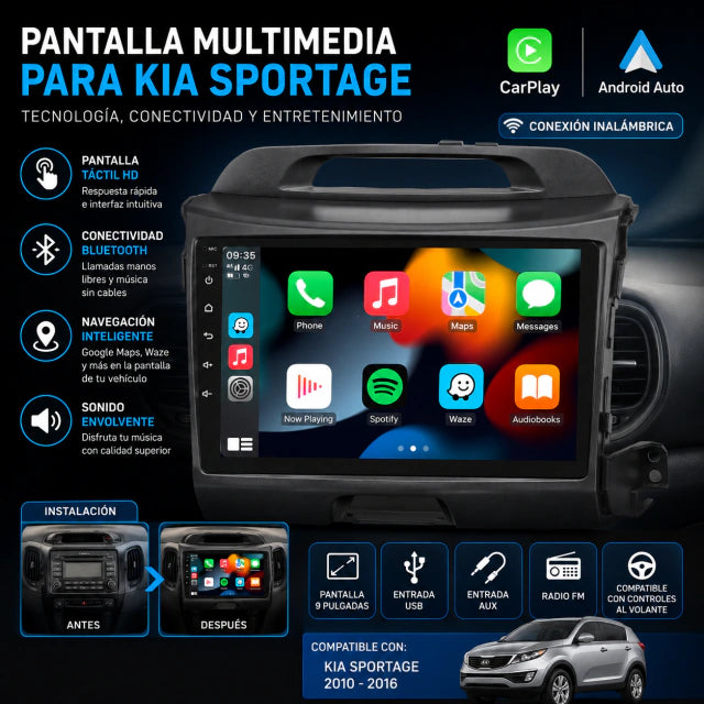 Radio kia sportage 2016 al 2021 9"