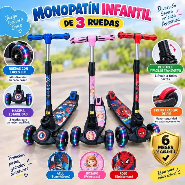 Monopatin Infantil de 3 ruedas