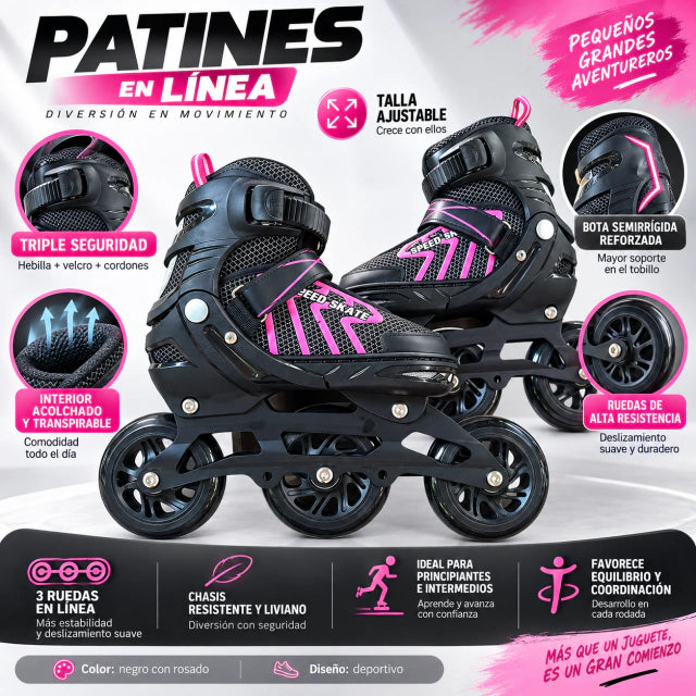 Patines en línea ajustables para niños.