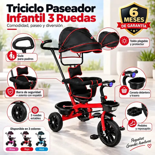 Triciclo paseador niños y niñas 3 ruedas.