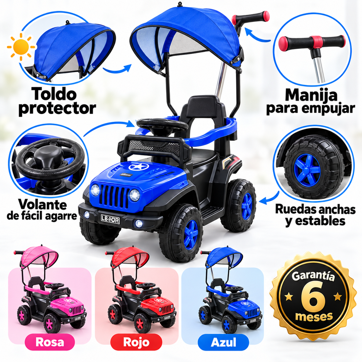 Carro paseador rubicon 3 en 1 para niños.