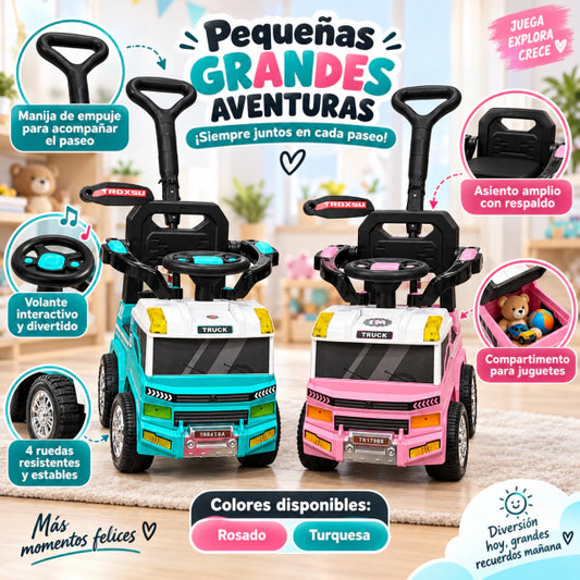 Carrito montable infantil tipo camión.