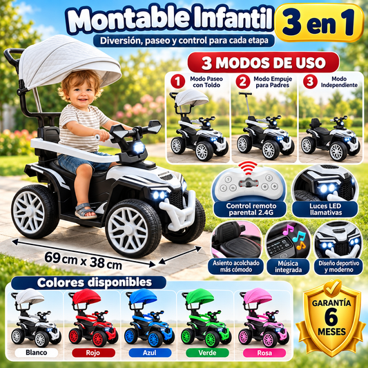 Moto paseador niños 3 en 1.