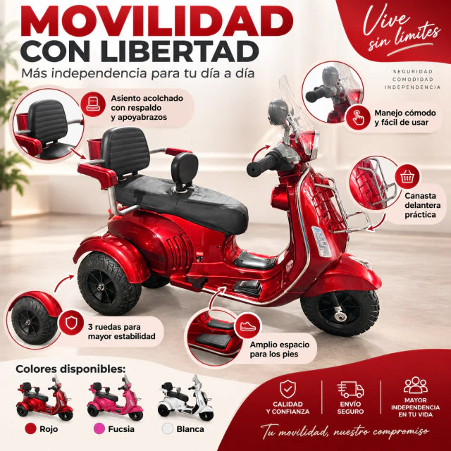Moto eléctrica infantil de 3 ruedas con luces.