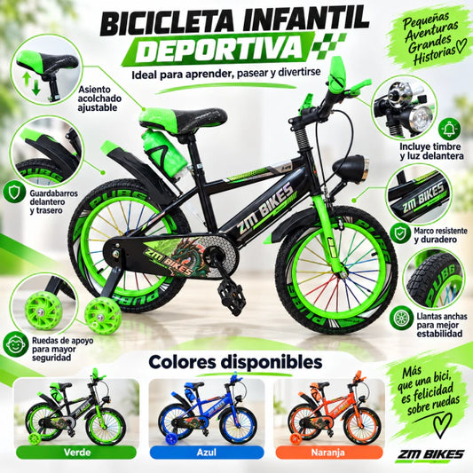 Bicicleta con lámpara y foco rin 16.