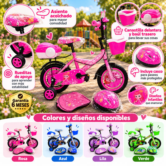 Bicicleta infantil con casco Rin 12.