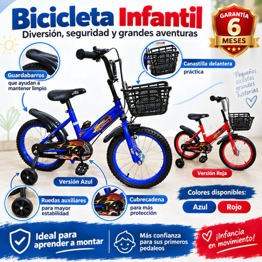 Bicicleta infantil rin 12 con canasta.
