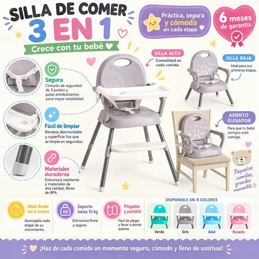 Silla comedor bebé 3 en 1.