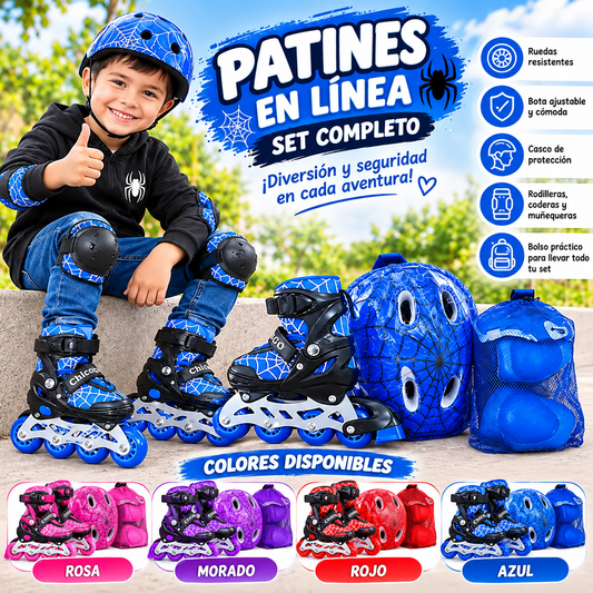 Kit de patines infantiles ajustables XS 27–29