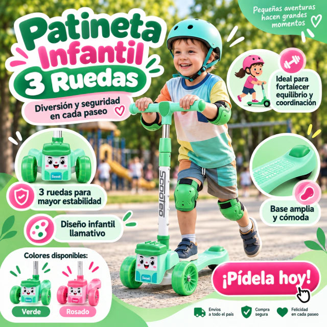 Scooter infantil musical con luces.