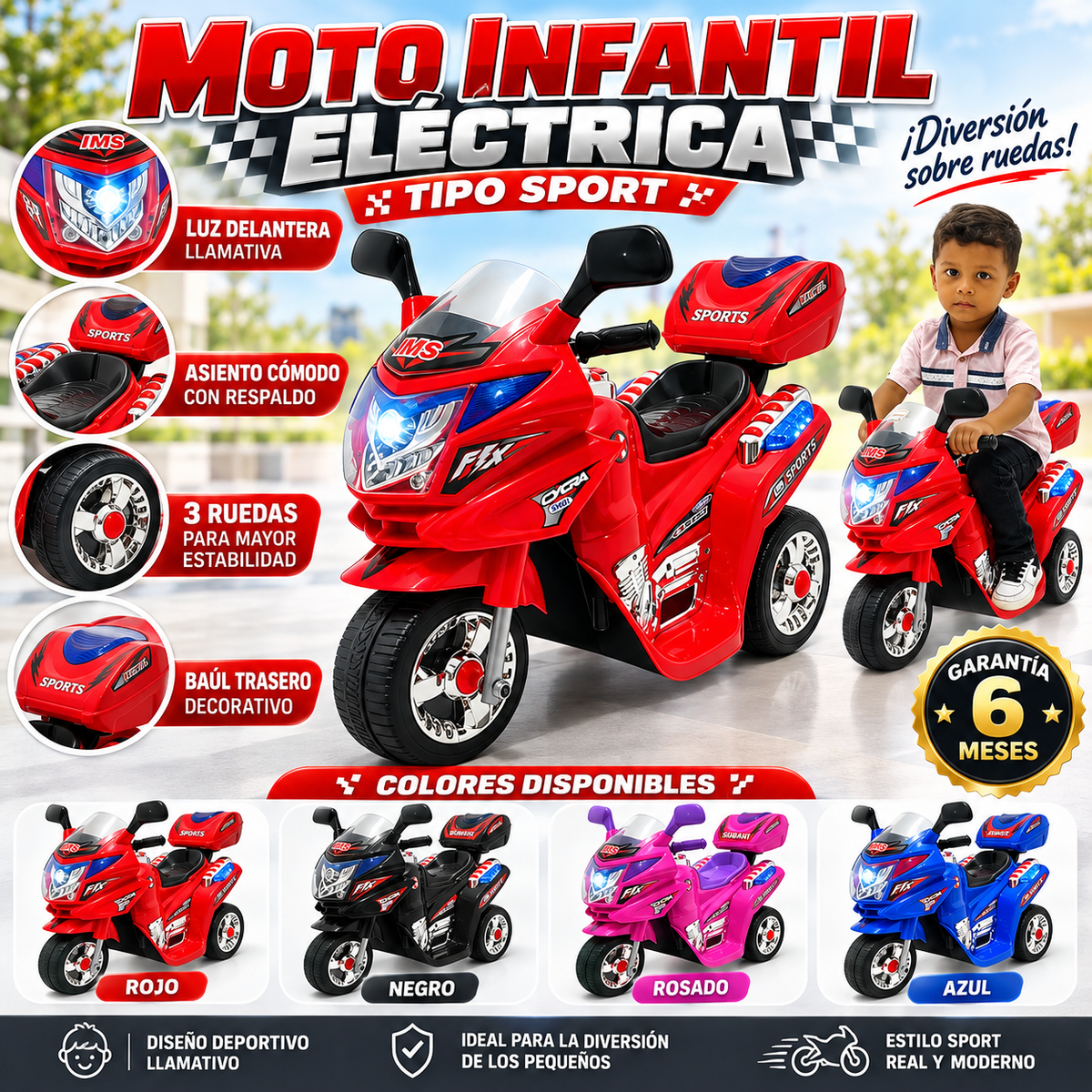 Moto Eléctrica Niños Montable REF 3051
