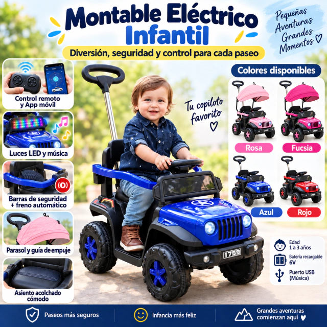 Jeep eléctrico infantil luces.