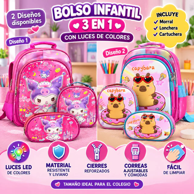 Bolso escolar niña con motivo.