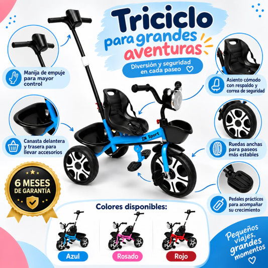 Triciclo paseador para niños.