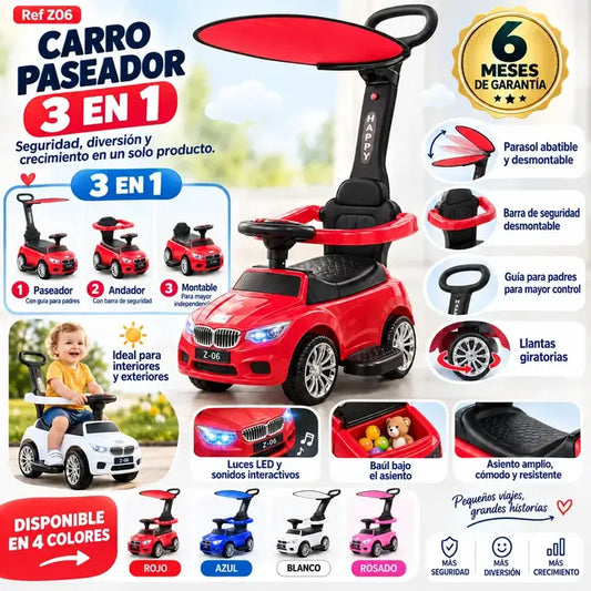 Carro paseador para niños. 3 en 1.