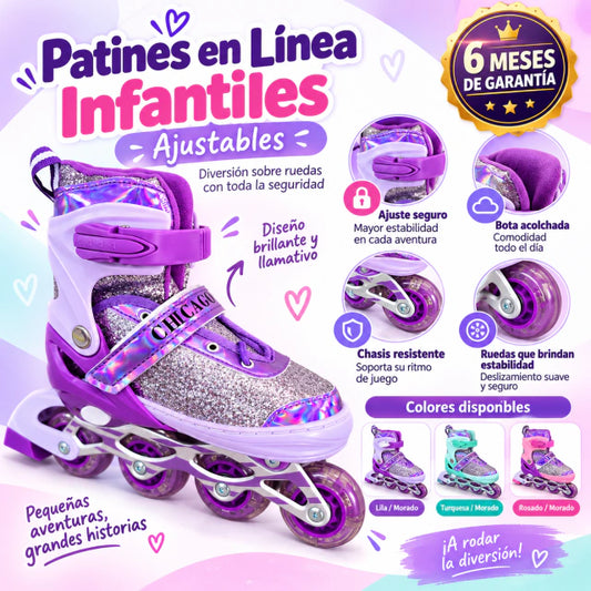 Patines en línea Infantiles ajustables con diseño.